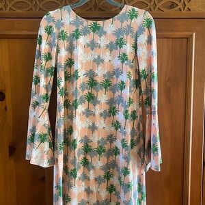 Katherine Way Tropical Print Dress in Green and Peach